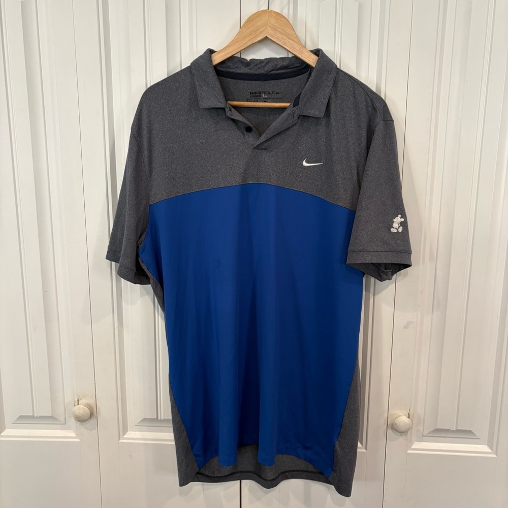 Nike Disney‎ Parks Mickey Blue And Gray Polo Size Medium